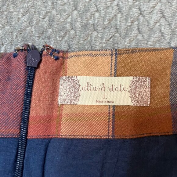 Altard State Womens Plaid A-Line Skirt Size L 100% Cotton Multicolor - Picture 2 of 6